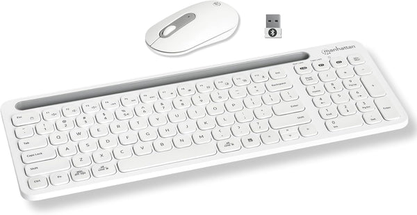 MANHATTAN Wireless Keyboard and Mouse Set Bluetooth & 2.4 GHz for Multi-Device Switching