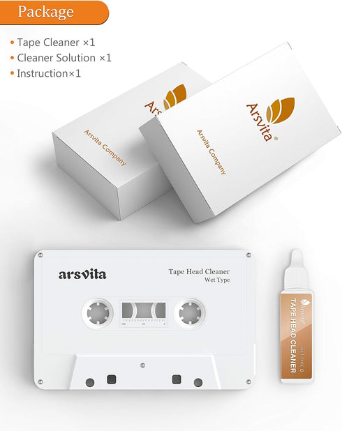 Arsvita Audio Cassette Head Cleaner, Tape Cleaning Kit for Home/Portable/Car Cassette Players