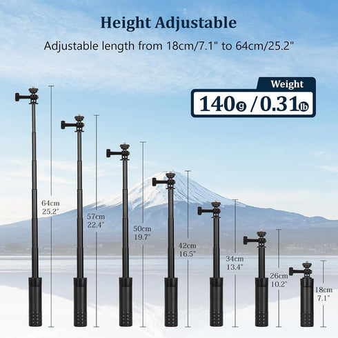 HSU 13 12 11 Insta360 X5, X4, X3, X2, Tripod Stand + Selfie Stick Pole - Waterproof Hand Grip for GoPro Here AKASO DJI