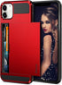 Vofolen iPhone 12 Case 5G, Red Wallet Cover with Credit Card Holder Slot, Anti-Scratch Dual Layer Protective