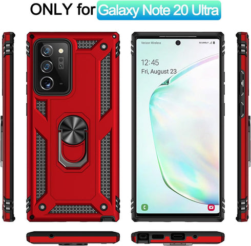 ADDIT Samsung Note 20 Ultra Case, Military Grade with Ring Car Mount Kickstand for Galaxy Note 20 Ultra 5G - Red