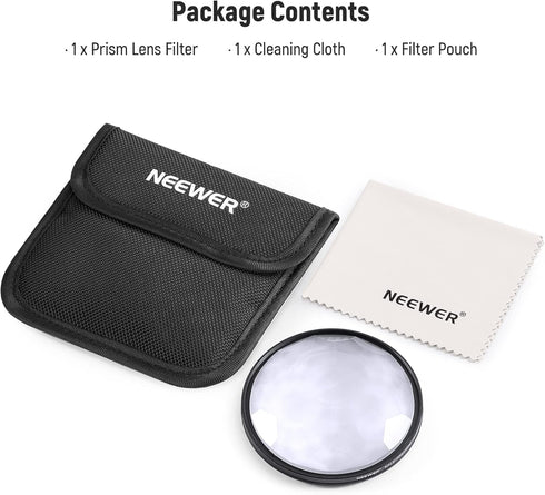 NEEWER 67mm Kaleidoscope Prism Lens Filter, Photography Crystal Glass Effect Filter with Multi Refraction