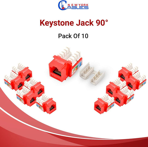 NewYork Cables Cat 6 Keystone Jack, 90 Degree Punchdown Ethernet Wall Jack for Patch Panels