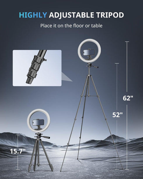 UBeesize 12 Inch Ring Light with Stand, Selfie Ring Light & 50" Tripod Stand for Live Stream/Makeup/YouTube