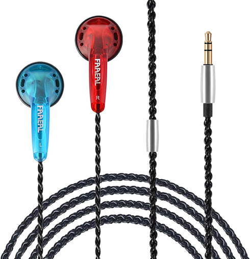Wired Earphone Snow-Lotus, 1.0 in Ear Earphones, 64 Ohm Clear Sound, HD Bass Driven Audio, 3.5mm Headset (Blue&Red)