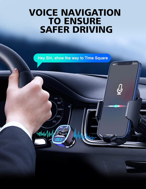 Bluetooth FM Transmitter for Car, 20W & QC 3.0 Quick Charging Adapter, Hands-Free Calling, Wireless FM Radio Receiver