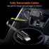 Retractable Car Charger 4 in 1 Fast Phone Charger Adapter PD 63W with 31.5 inch Cables and 2 USB Ports, Compatible with