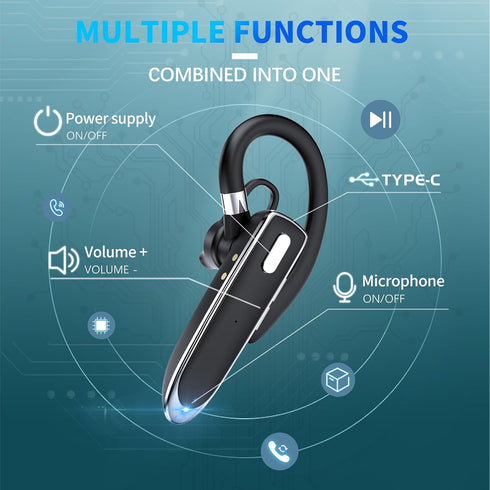 MOZC 6.1,Bluetooth Headset 100H Time,800mAh Headset Headset Bluetooth Earpiece Single Ear Business Earbuds