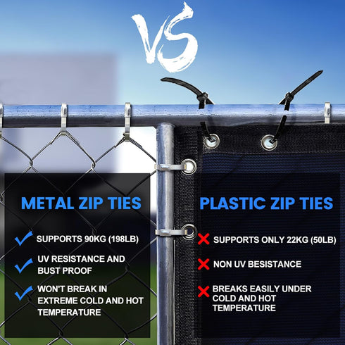 Metal Zip Ties - 100 Pcs 11.8 Inch 304 Stainless Steel Multi-Purpose Cable Ties for Outdoor Use