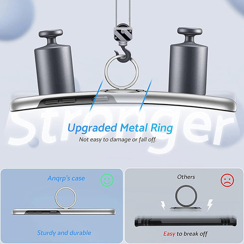 Anqrp Galaxy S21 Ultra Case 5G, 360° Metal Ring Military Grade Protection Phone Case with Heat Dissipation, Silver
