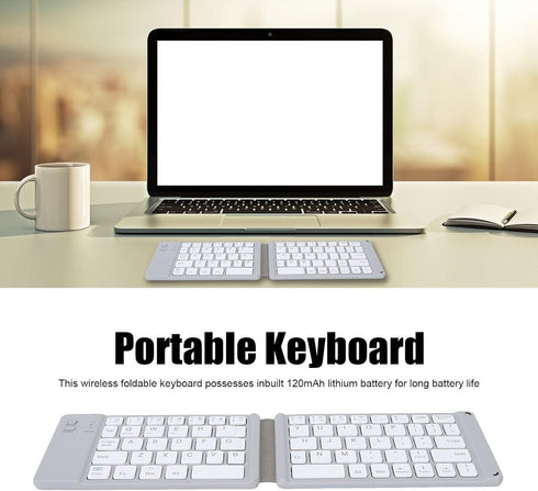PUSOKEI Foldable Keyboard, Portable BT3.0 Fast Typing Silent Mini Keyboard with 120mAh Battery