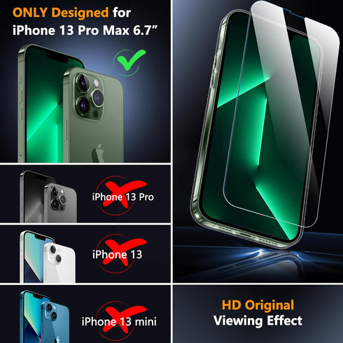 SPIDERCASE Clear Magnetic Case for iPhone 13 Pro Max, Military Drop Protection + 2 Glass Protectors & Kickstand.