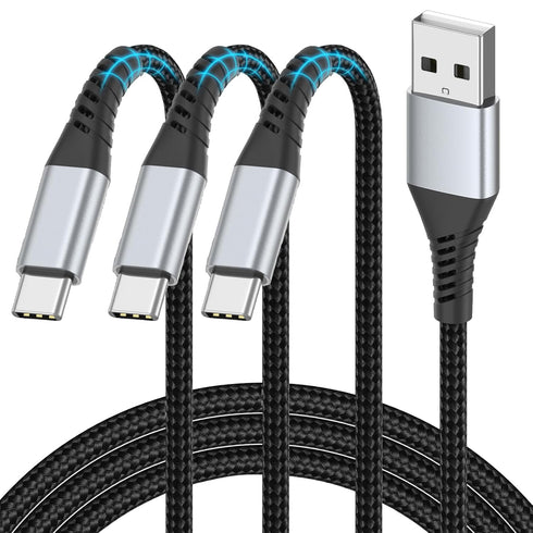 2 FT USB C Cable Short, 3 Pack Braided USB to USB C Cable 2 Foot USB Type C Cable Fast Charging Car Charger for iPhone