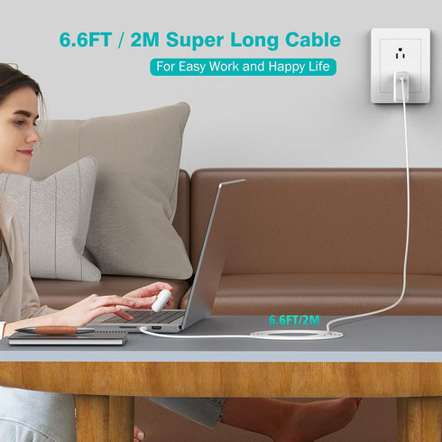 2 Pack 6.6ft 100W USB C to USB C Cable for MacBook Pro MacBook Air Charger, iPad Pro 12.9 11, iPad Air 5 4, Mini 6,