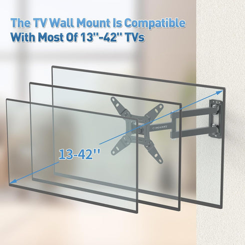 Full Motion TV Wall Mount with Swivel, Extension, and Tilt for 13-42 inch LED LCD TVs, Holds up to 44 lbs
