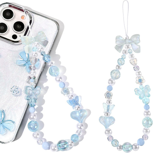 Neptniopllab Phone Charms Strap-Pink Bow Strawberry Cherry Charm Strap Universal Lanyard Chain String