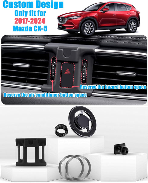 Mengfly CX-5 2017-2025, 17 16 15 14 13 12 Car Phone Holder, Car Air Vent Phone Stand Mount, for Mazda for Magsafe