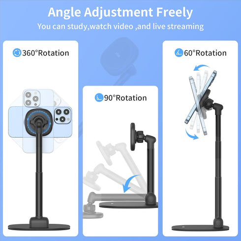 VRIG Magnetic Desk Phone Stand for Office/Home, 360° Rotation Phone Holder with Magnetic Ring for iPhone 14/13/12/11
