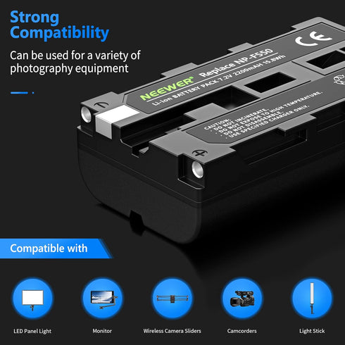 Neewer Rechargeable Li-ion Battery Replacement for Sony NP-F550/570 - Compatible with Field Monitor