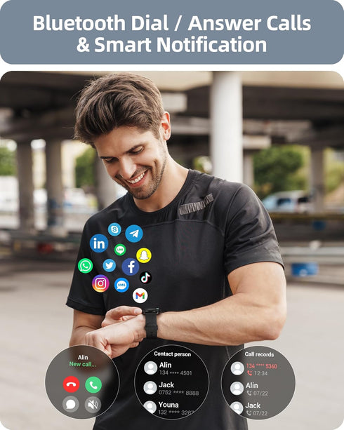 Parsonver Smart Watch for Men Women, HD Screen Fitness Tracker, IP68 Waterproof, 100+ Sport Modes