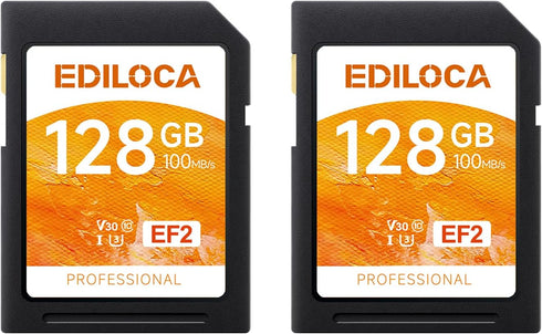 Ediloca UHS-I 128GB SD Card 2 Pack UHS-I Memory Card Fast Storage, Read/Write