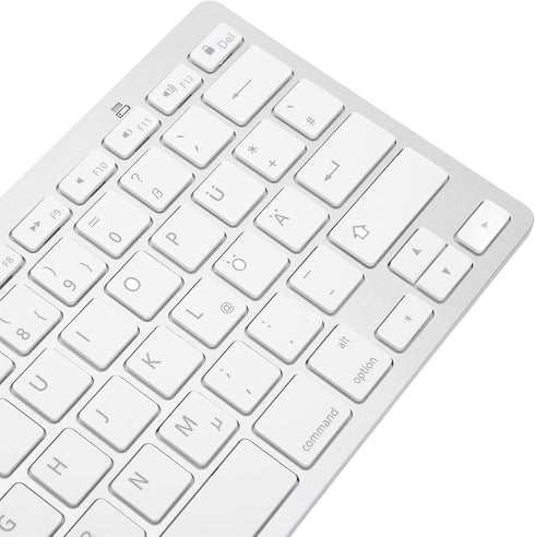 PUSOKEI Bluetooth Keyboard, Portable Slim Silent QWERTZ German Keyboard for iOS, Android, Windows (German Layout)