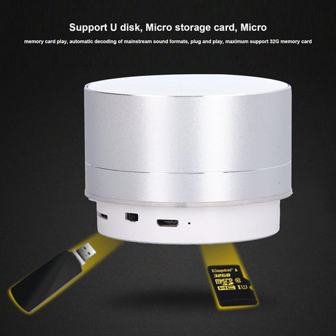 YWBL-WH Mini LED Bluetooth Speaker, USB Wireless Subwoofer for Room and Car