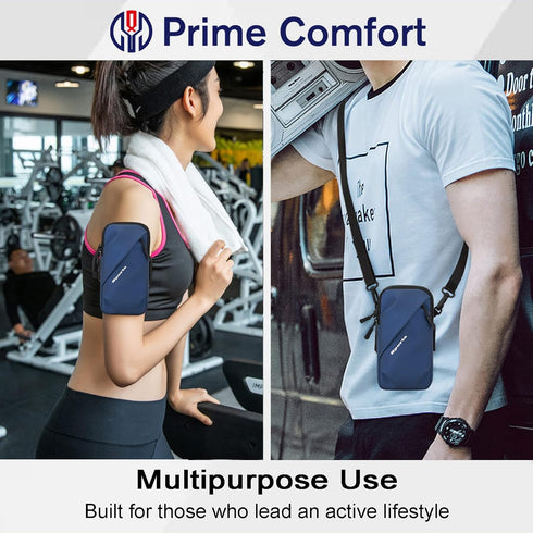 Phone Holder Armband, Small Crossbody Shoulder Bag with Arm Band for iPhone and Android, Blue