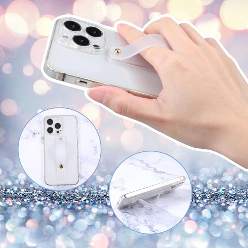 Ymapinc 2Pcs Phone Case Holder Strap, Phone Loops for Back of Phone White Silicone Kickstand Cell Phone Strap Grip
