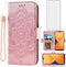 Asuwish Wallet Case for Wiko Voix U616AT - Leather Flip, Tempered Glass Protector, Card Holder, Flower Design, Rose