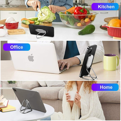 Foldable Cell Phone Stand for Desk - Adjustable Ring Holder Kickstand for Office & Magnetic Car Mount