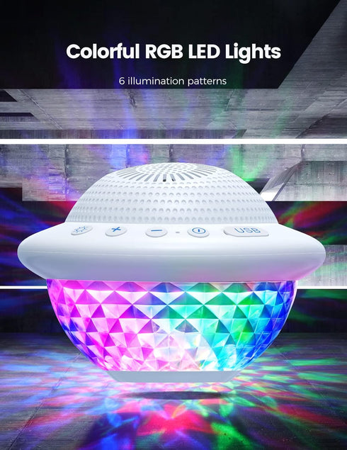 Floating Pool Speakers with Colorful LED Lights, IPX7 Waterproof Hot Tub Bluetooth Speaker, 10W Stereo Loud Sound,