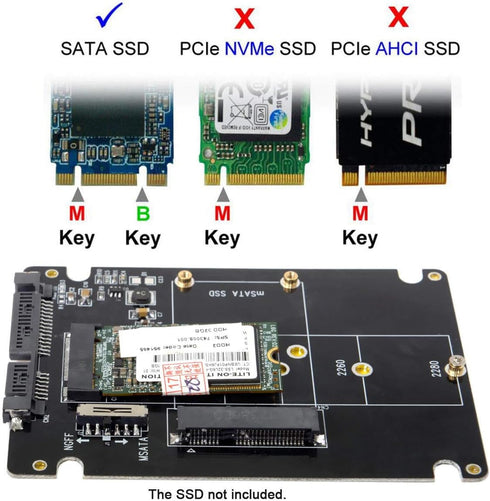 Cablecc M.2 NGFF B-Key & mSATA SSD to SATA 3.0 Adapter Converter Case with Switch