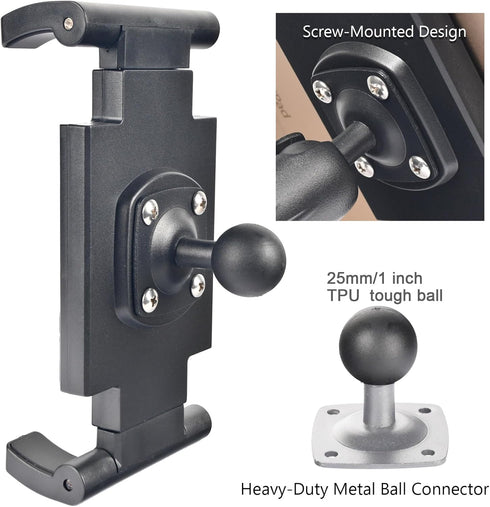 VAUBORTTI 1" 7-12.9" Ball Tablet Holder Screw-Mounted Tablet Mount Compatible with RAM B Size System, Adjustable iPad