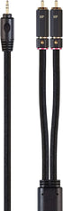 Monoprice 3.5mm to 2-Male RCA Adapter Cable - 3 Feet, Black, Gold Plated Connectors, Double Shielded