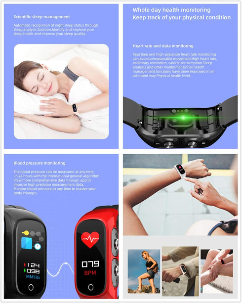 N8 2 in 1 Smartwatch with Earbuds, Smart Bracelet TWS Wireless Bluetooth Headset Combo for Fitness Tracker