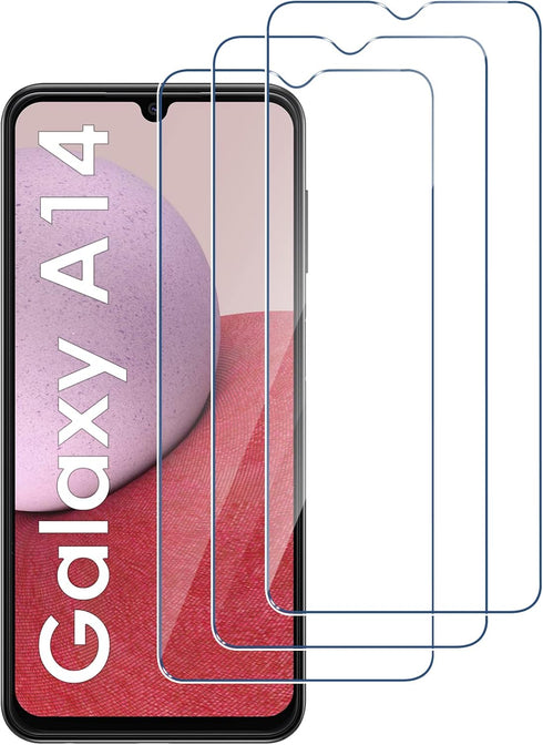 LYWHL Tempered Glass Screen Protector for Samsung Galaxy A14 5G - 3 Pack, HD Clear, 9H Hardness, Anti-Scratch, Easy