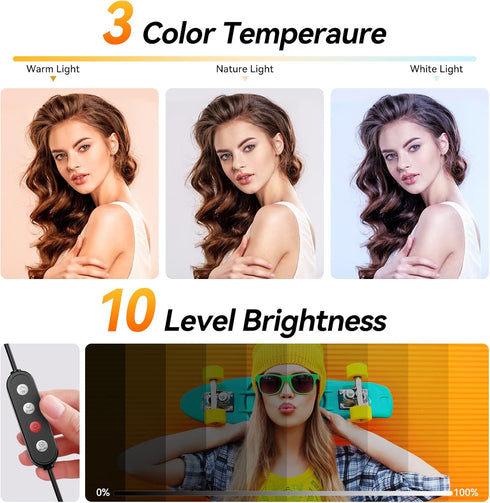 TODI 12" Dimmable LED Ring Light with 63" Tripod Stand, Phone Holder, Remote for Makeup/Live Stream/Photography