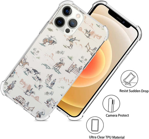 Wild West Adventure Case for iPhone 12 Pro Max, Cowboy Desert Scenery Cover, Cool Cute TPU Bumper