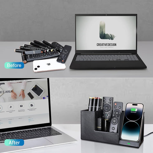 10W Fast Wireless Charger Desk Organizer, Charging Station for Samsung Galaxy S23/S22/S21/Note 20/Note 10/iPhone 14/14
