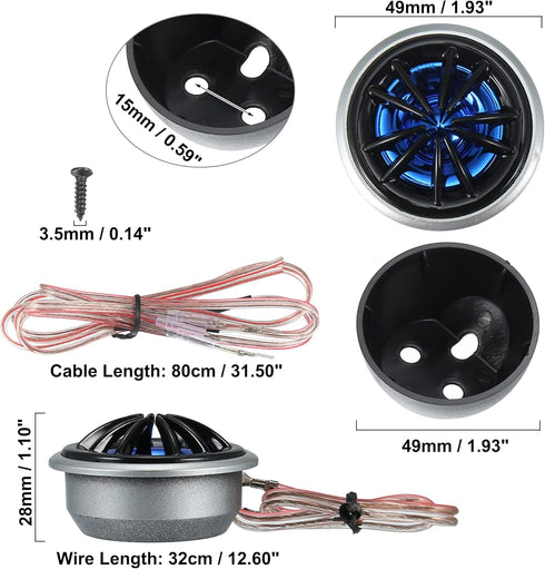 ACROPIX High Frequency Stereo Tweeters Audio Speaker for Car Truck - Pack of 2 Blue Plastic