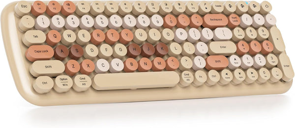 Owpkeenthy Bluetooth Wireless Keyboard, Portable 100-Key Typewriter with Colorful Round Keys for iPad, PC
