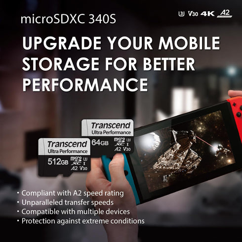 Transcend USD340 A2 V30 128GB, 160MB/s, Claw/DJI/Insta360/Action U3 C10 4K microSDXC Micro SD Card Up
