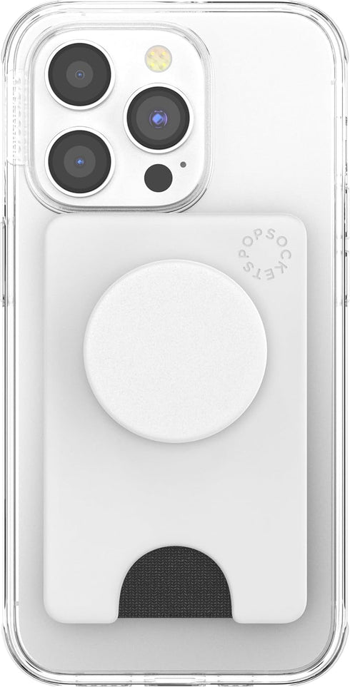 PopSockets Phone Wallet with Expanding Phone Grip, Card Holder, Solid PopWallet - White Black