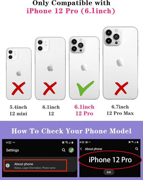 Goocrux iPhone 12 Pro Case, Moon Plants Cute Phone Cover with Slide Camera Cover + Ring Holder, 6.1'', Black