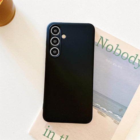 for Samsung Galaxy S23 FE Case Cute Liquid Silicone Phone Case with Soft Anti-Scratch Microfiber Lining TPU Protective Cover for Women Men, Black