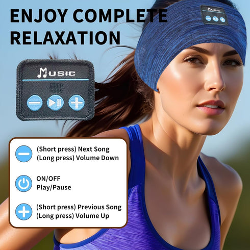 Sleep Headphones Headband Wireless for Sleeping Side Sleepers - Adjustable Bluetooth Headphones for Women Men (Blue)