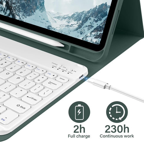 Keyboard Case for iPad 10th Generation 2022 - Magnetic Detachable Wireless Bluetooth Keyboard with Pencil Holder (Dark