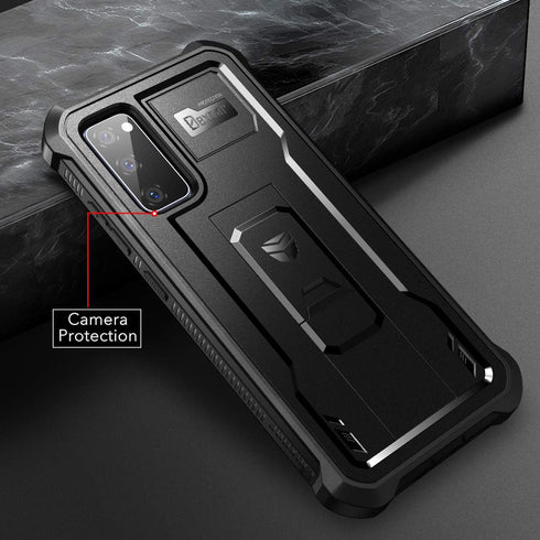 Dexnor Heavy Duty Case for Samsung Galaxy S20 FE 5G, Black Shockproof Protective Cover with Built-in Screen Protector