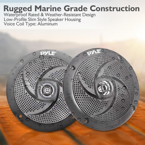 Pyle Marine Speakers, 5.25 Inch Low Profile Waterproof Wakeboard Tower, Weather Resistant Outdoor Audio System, 180